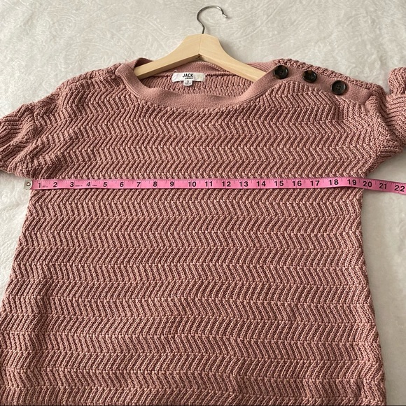 Button Shoulder Flared Sleeve Bateau Neckline Sweater - Picture 5 of 9